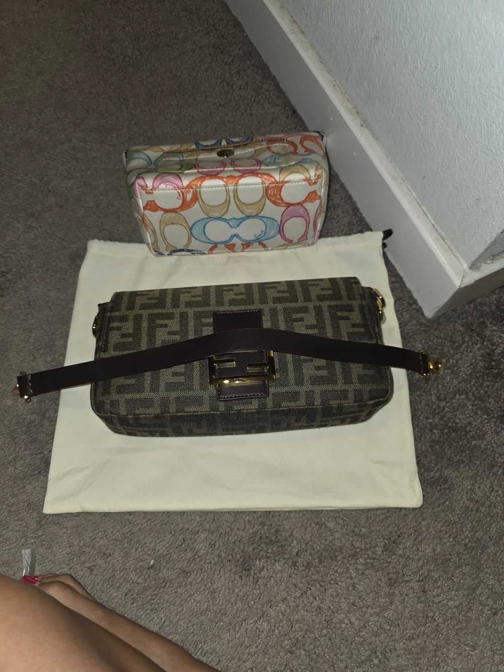 Brown and Black Monogram Crossbody Bag